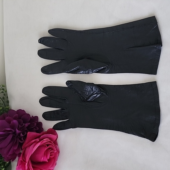 Vintage Black Soft Leather Gloves size 7 Half for arm - Picture 5 of 6